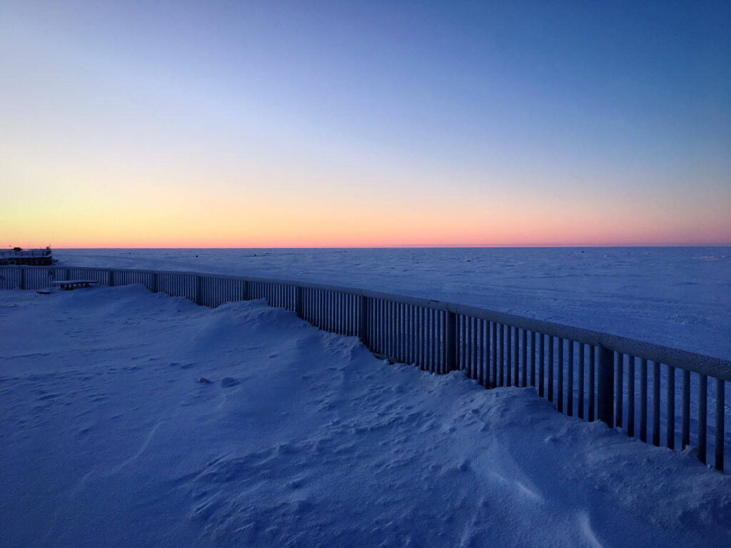 Aerial view of Kotzebue during winter
