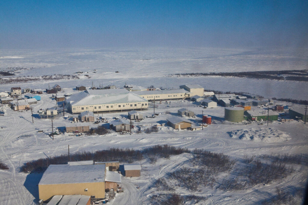 Aerial view of Buckland in winter