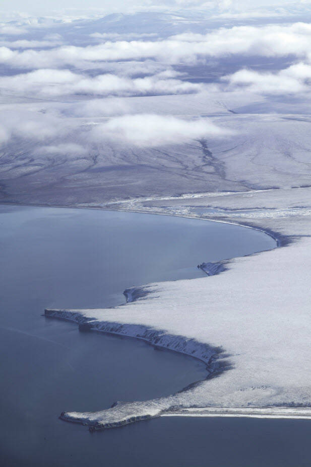Aerial view of Deering in winter